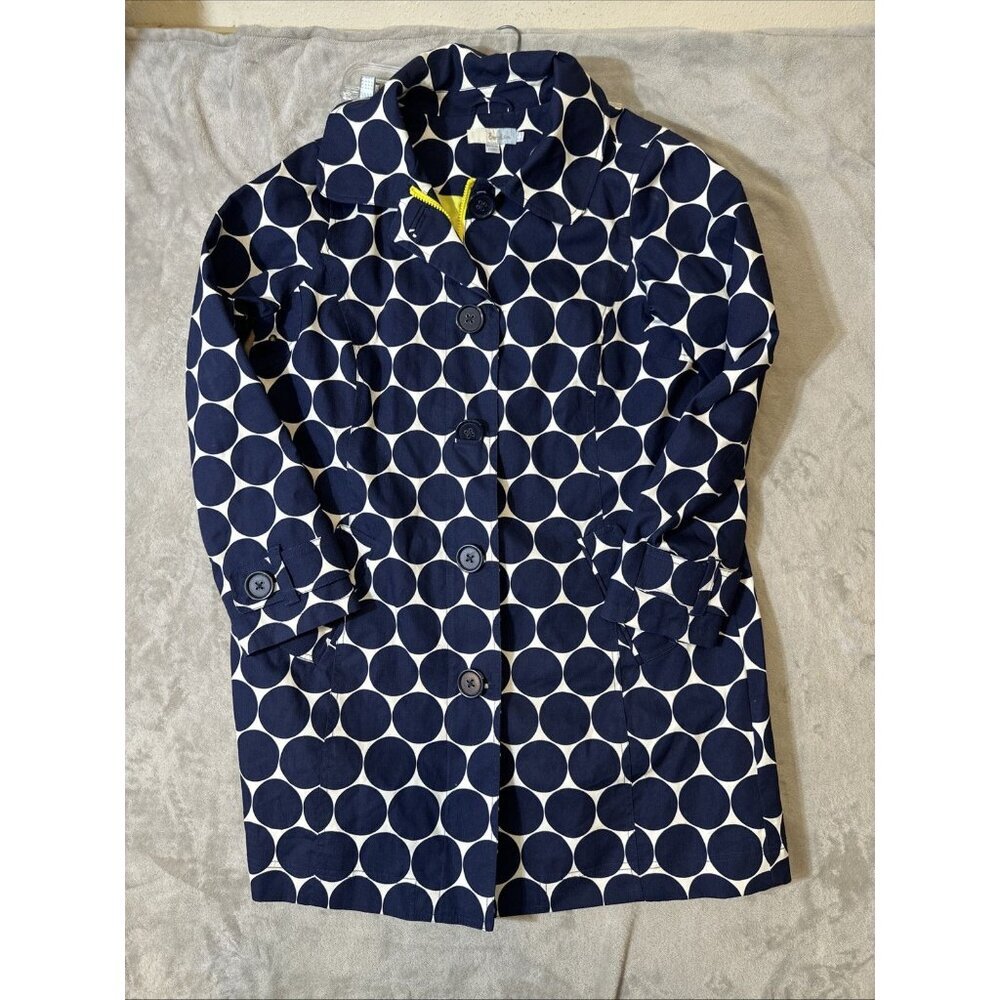 Boden Navy and White Polka Dot Coat